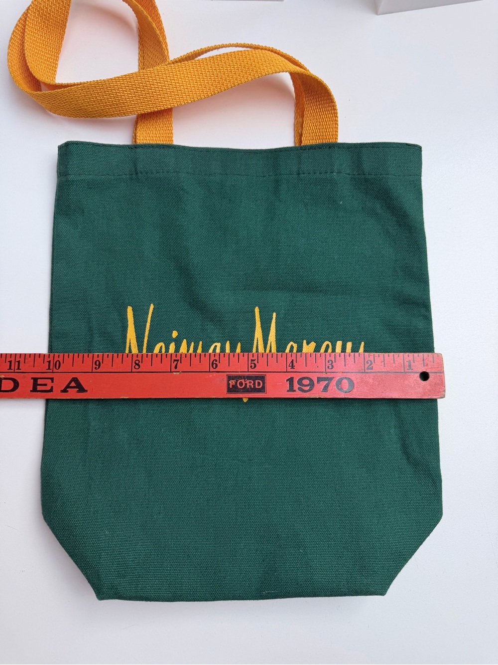 Neiman Marcus Department Store Branded Logo Small Tote Bag Green and Yellow - Picture 9 of 13